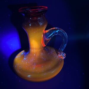 Hand blown amber Glass cadmium Candle Holder